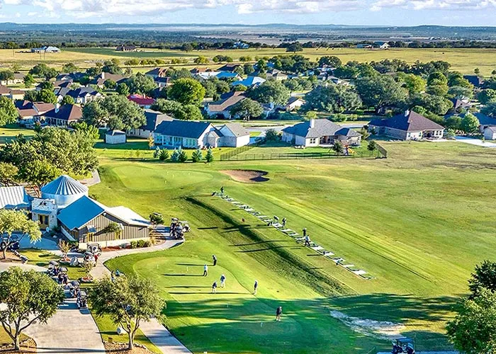 Aerial view of the driving range